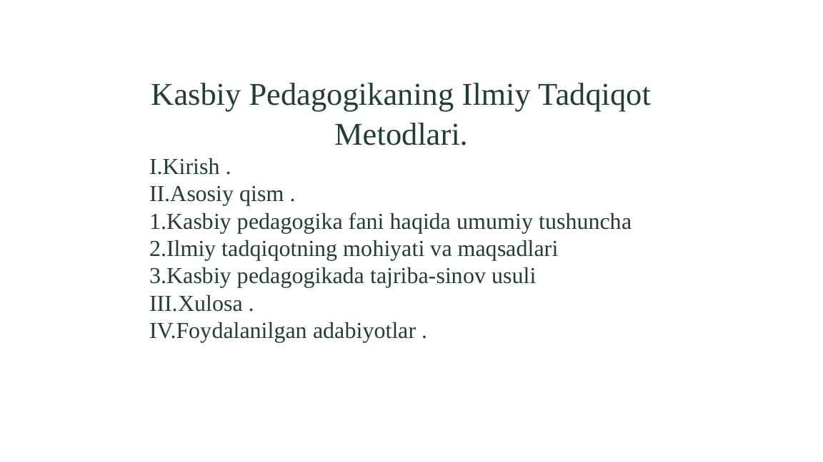 Kasbiy Pedagogikaning Ilmiy Tadqiqot Metodlari