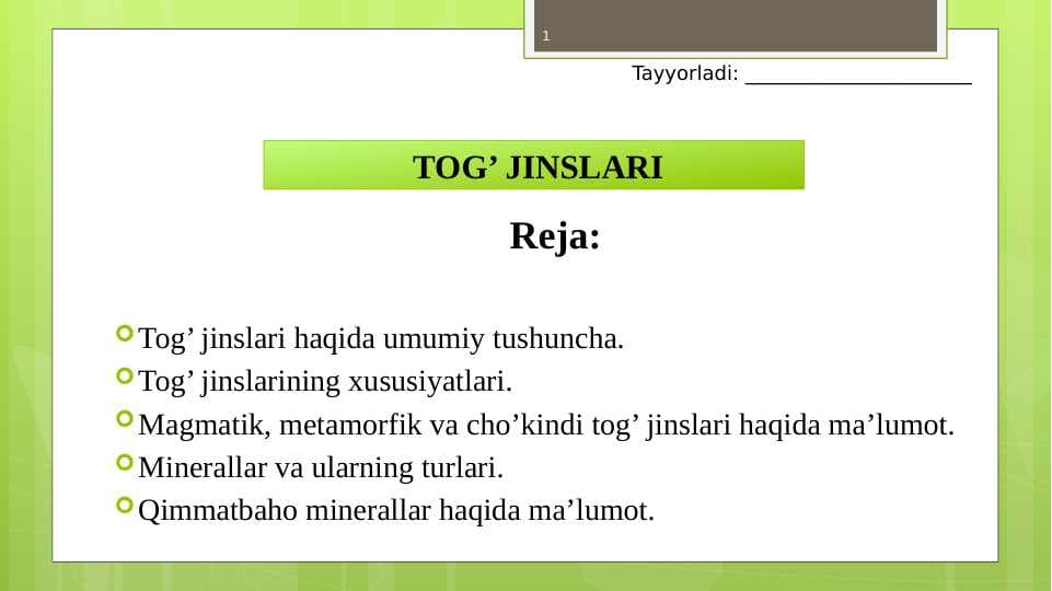 TOG’ JINSLARI
