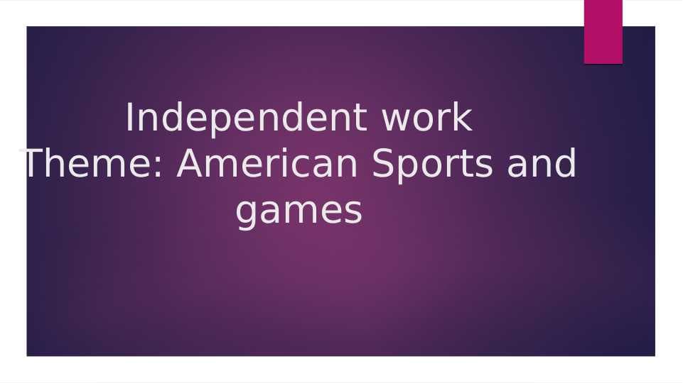 American Sports and games