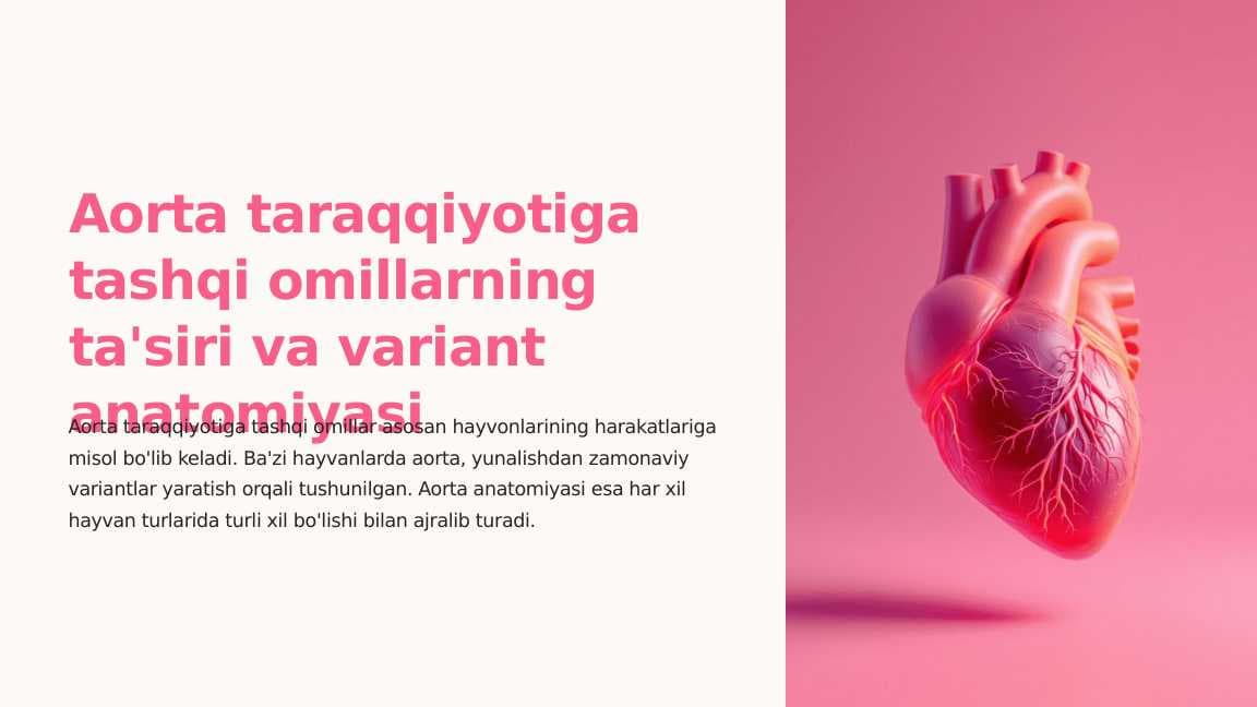 Aorta taraqqiyotiga tashqi omillarning ta'siri va variant anatomiyasi
