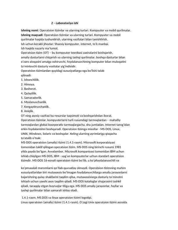 2 – Laboratoriya ishi