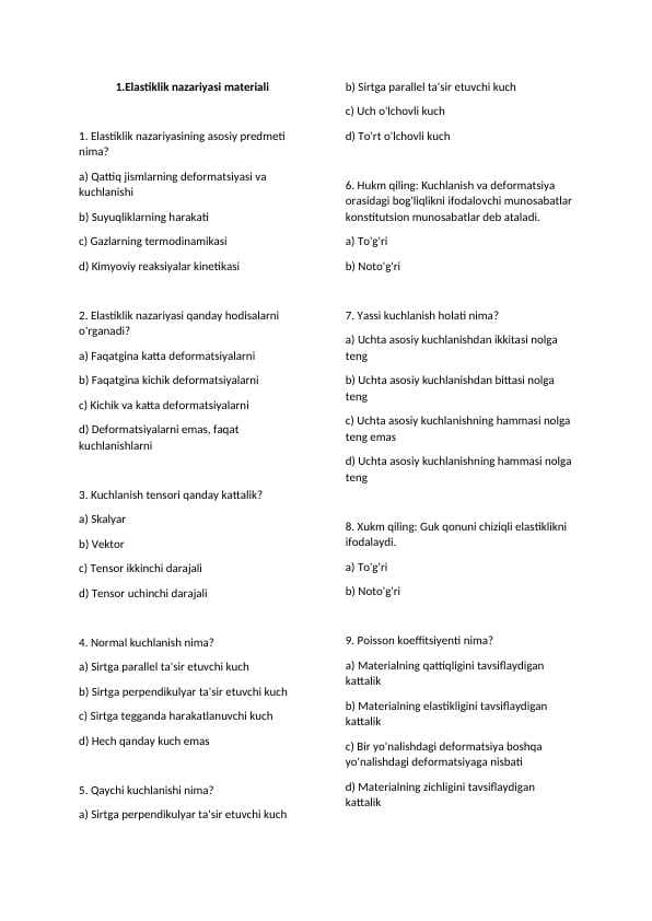 Elastiklik nazariyasi materiali