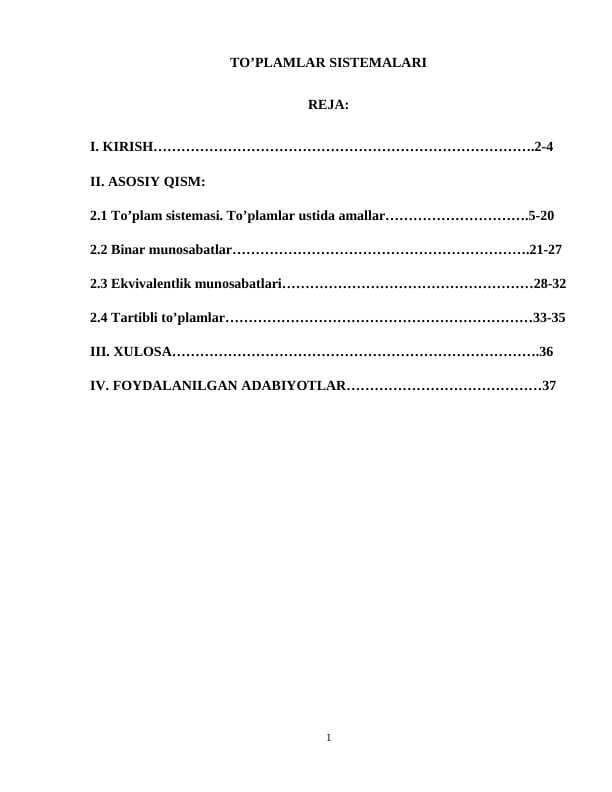 To'plamlar sistemalari
