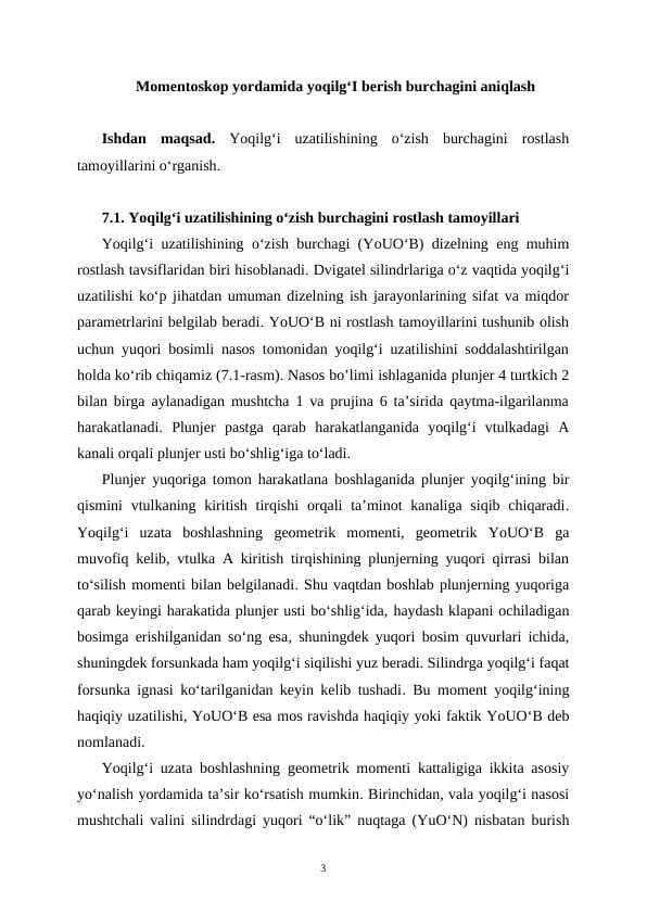 Momentoskop yordamida yoqilg‘I berish burchagini aniqlash