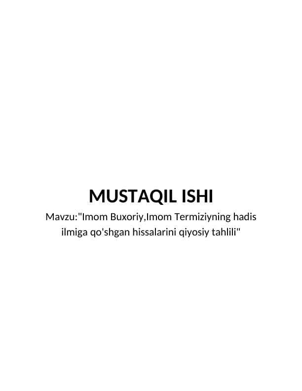 Imom Buxoriy,Imom Termiziyning hadis ilmiga qo'shgan hissalarini qiyosiy tahlili