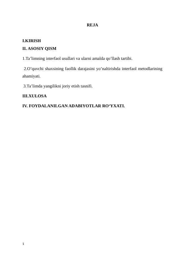 Ta’limning interfaol usullari