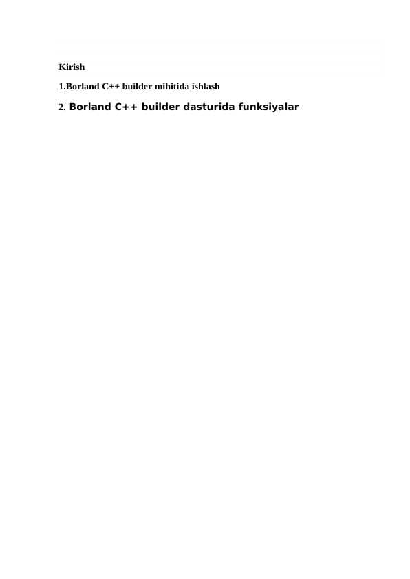 Borland C++ builder mihitida ishlash diplom ishi