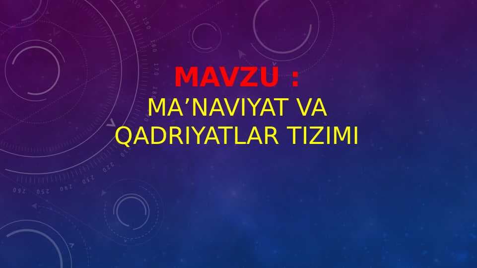 Maʼnaviyat va qadriyatlar tizimi