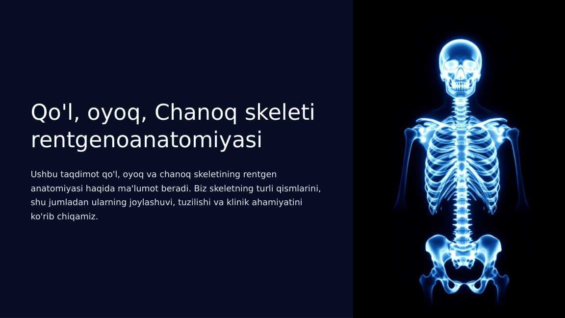 Qo'l, oyoq, Chanoq skeleti rentgenoanatomiyasi
