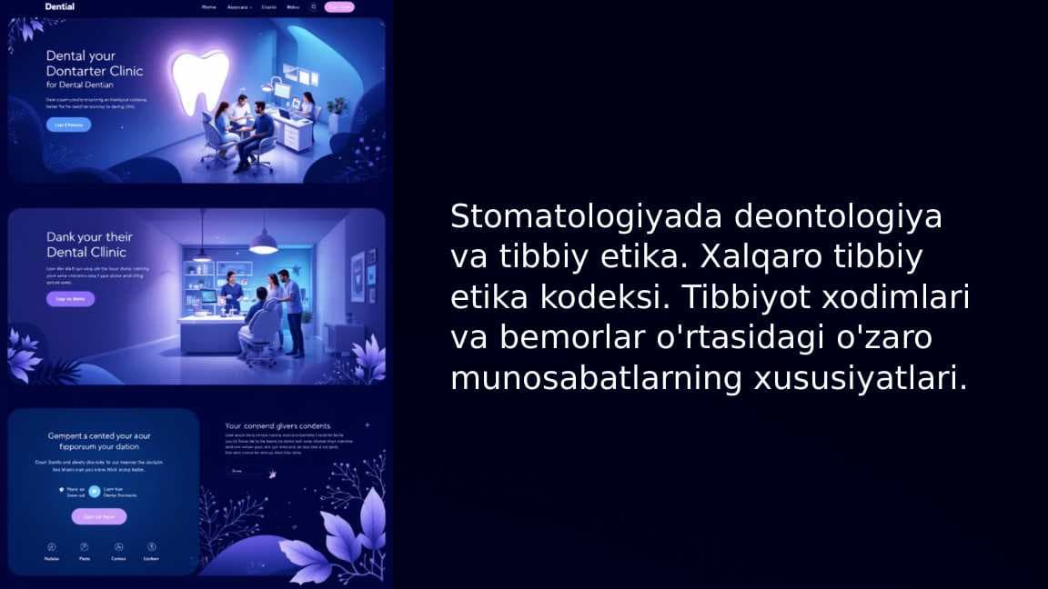 Stomatologiyada deontologiya va tibbiy etika. Xalqaro tibbiy etika kodeksi. Tibbiyot xodimlari va bemorlar o'rtasidagi o'zaro munosabatlarning xususiyatlari