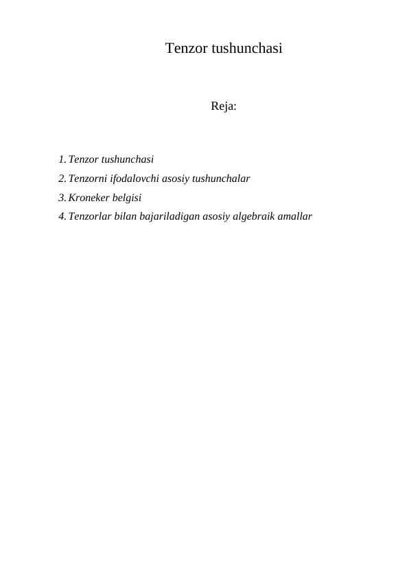 Tenzor tushunchasi