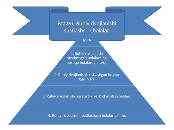Mavzu: Ruhiy rivojlanishi sustlashgan bolalar.