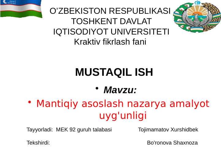 Mantiqiy asoslash nazarya amalyot uyg'unligi