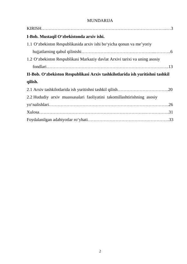 Mustaqil O'zbekistonda Arxiv ishi