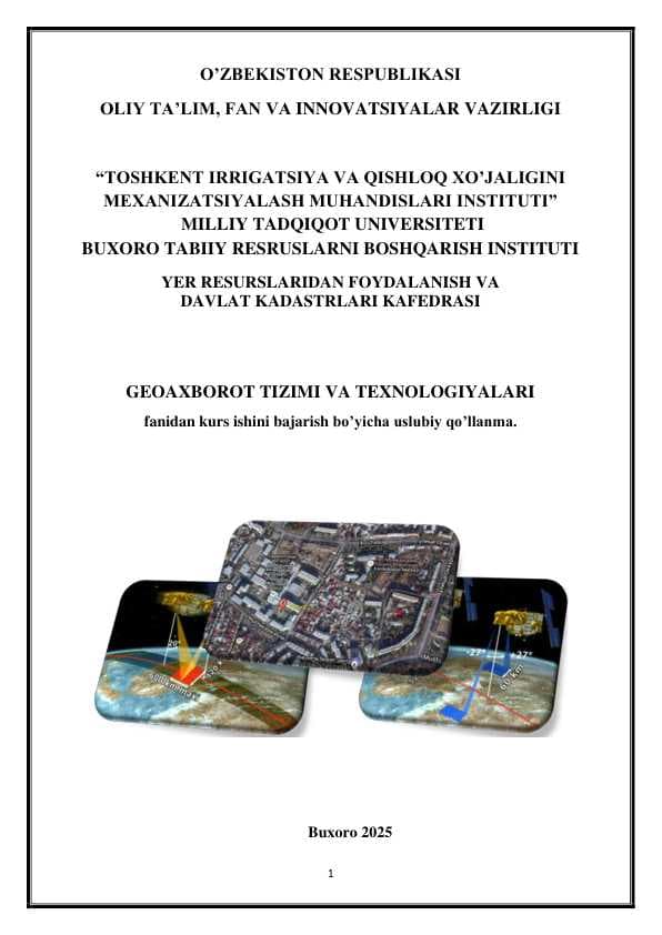 GEOAXBOROT TIZIMI VA TEXNOLOGIYALARI fanidan KURS ISHI