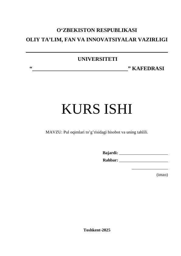 Pul oqimlari to’g’risidagi hisobot va uning tahlili.