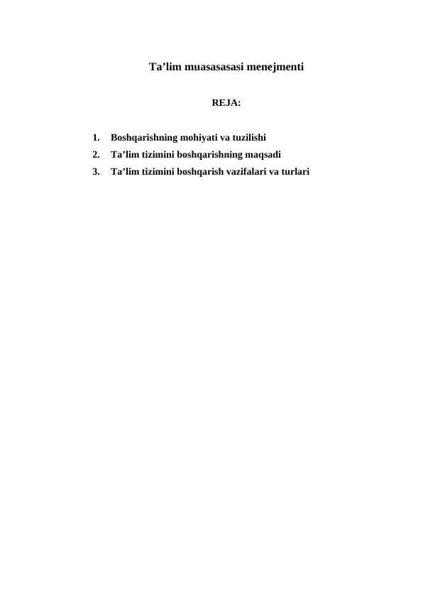 Ta’lim muasasasasi menejmenti