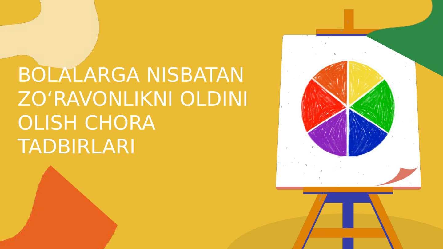 BOLALARGA NISBATAN ZOʻRAVONLIKNI OLDINI OLISH CHORA TADBIRLARI