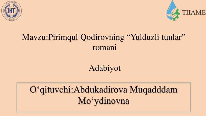 Pirimqul Qodirov yulduzli tunlar