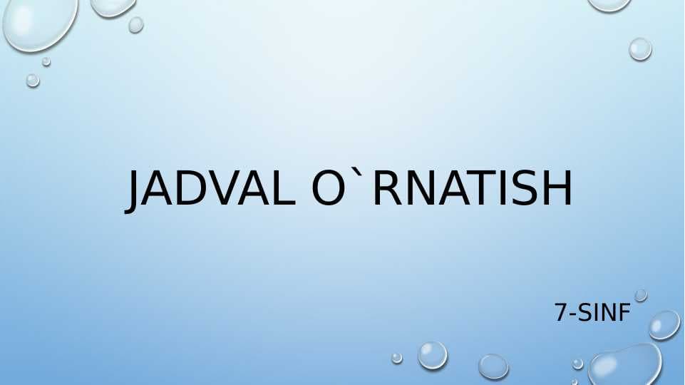 Jadval o`rnatish