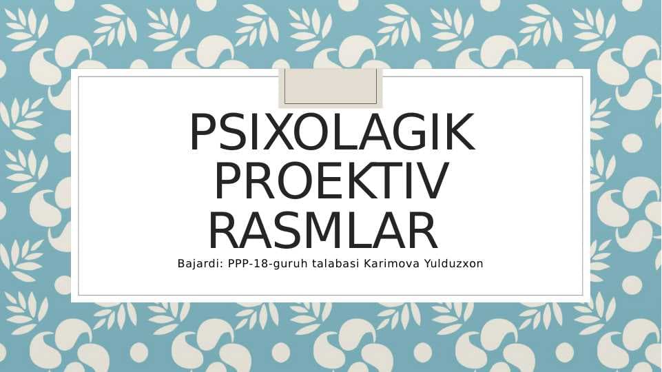 Psixolagik Proektiv rasmlar