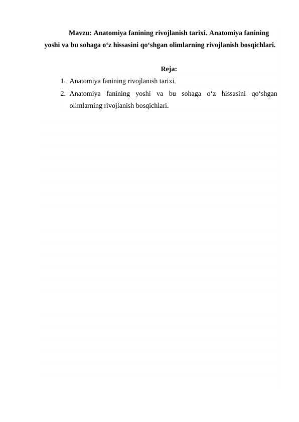 Anatomiya fanining rivojlanish tarixi