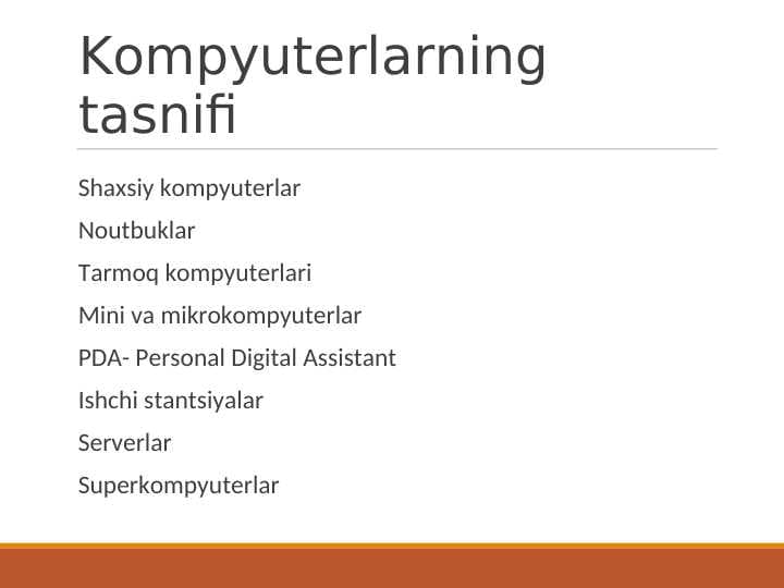 Kompyuterlarning tasnifi