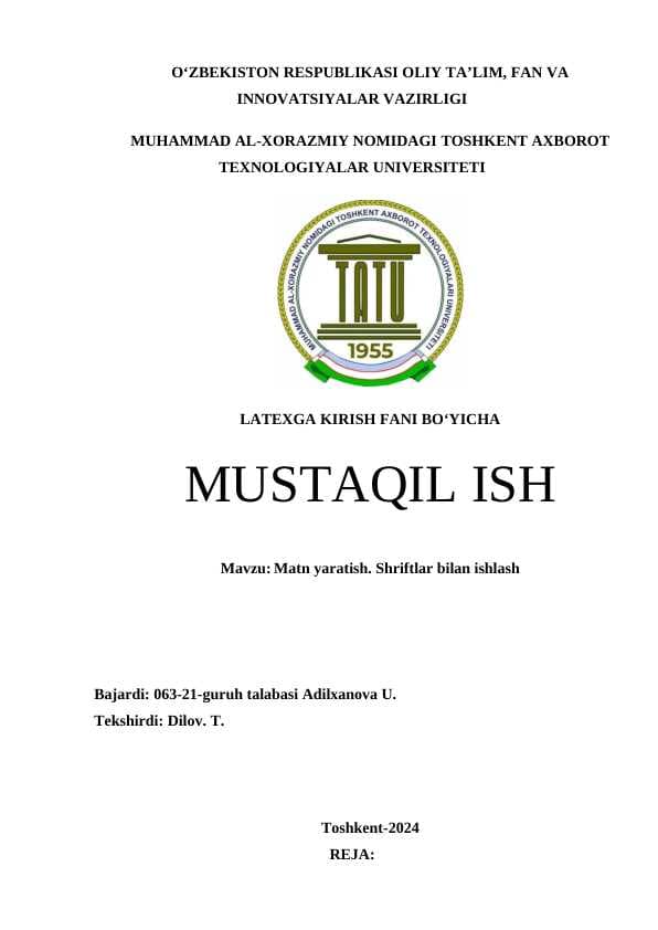 Matn yaratish. Shriftlar bilan ishlash