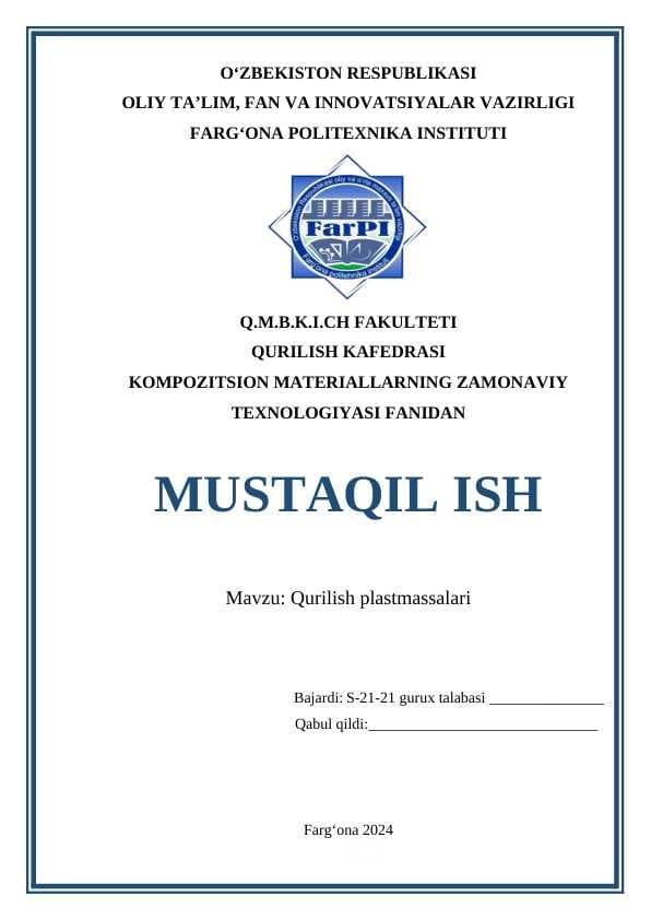 qurilish plastmassalari