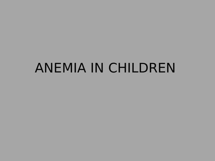 Anemia in children