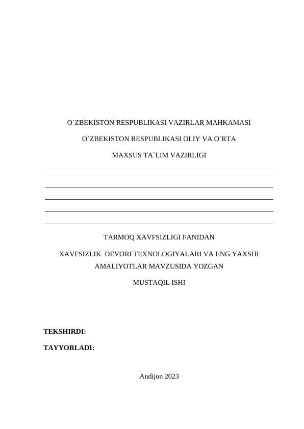 Xavfsizlik devori texnologiyalari