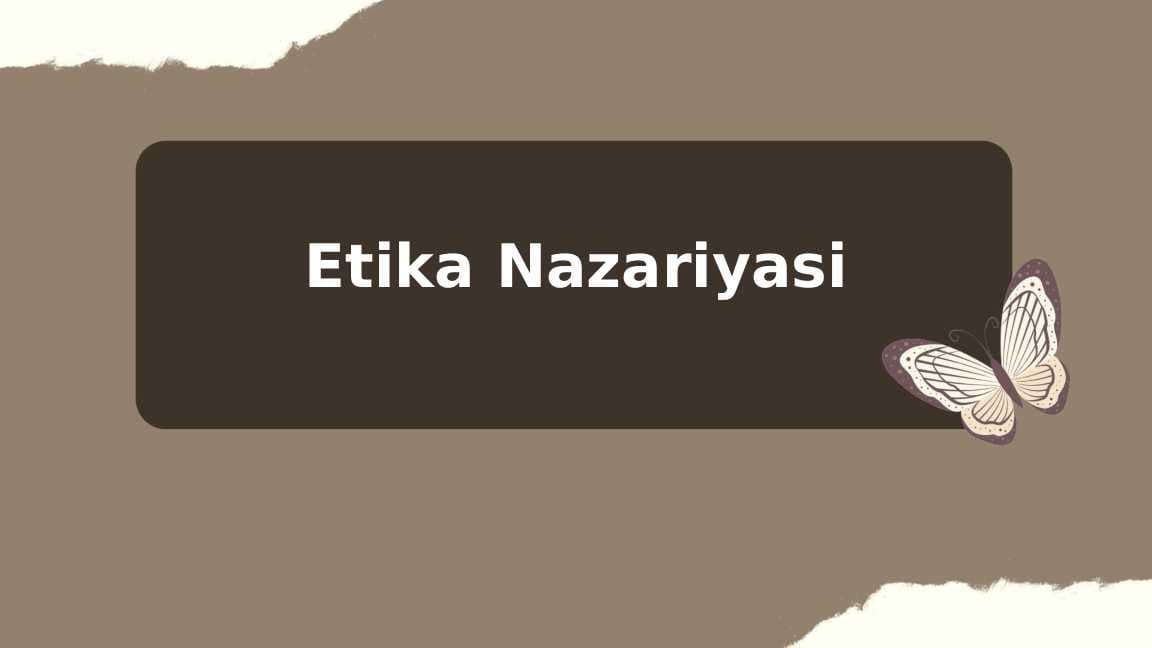 Etika Nazariyasi