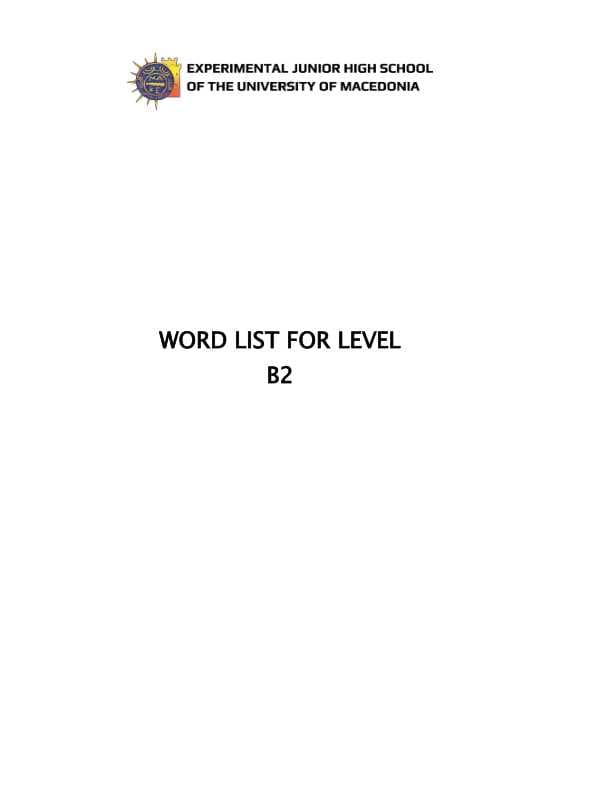 Exclusive B2 WORDS