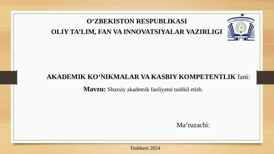 O‘z-o‘zini boshqarish va samaradorlik uchun javobgarlik