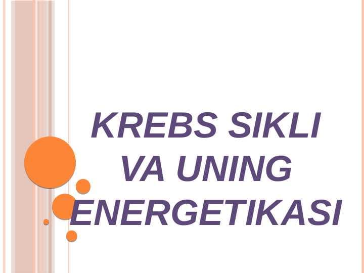 Krebs sikli va uning energetikasi