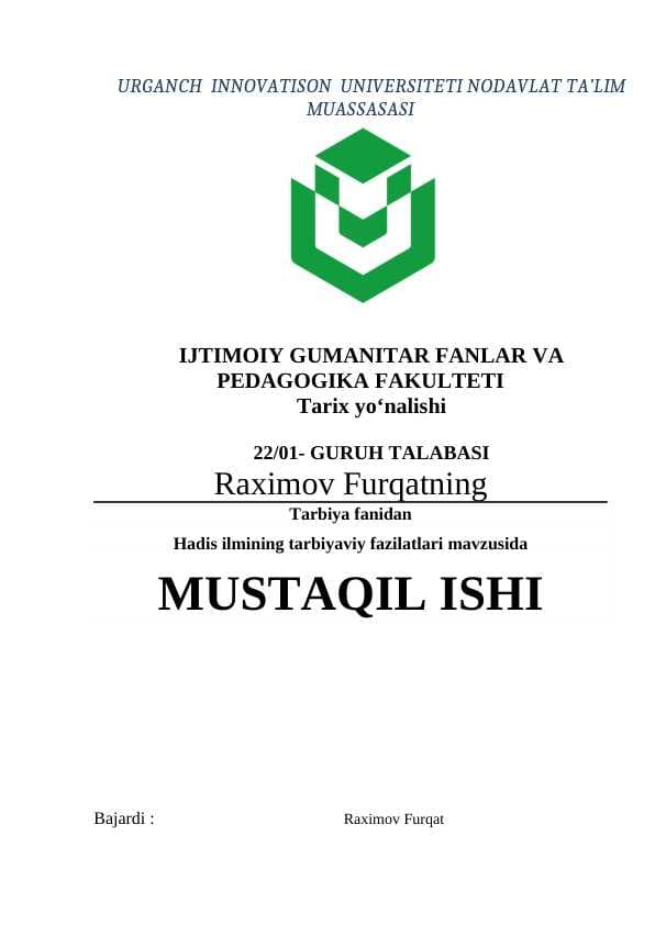 Hadis ilmining tarbiyaviy fazilatlari