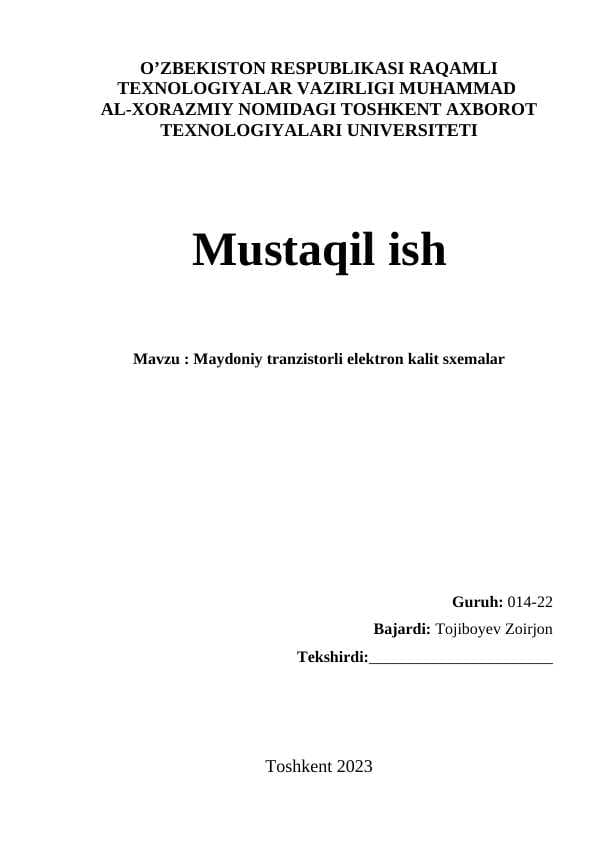 Maydoniy tranzistorli elektron kalit sxemalar.doc