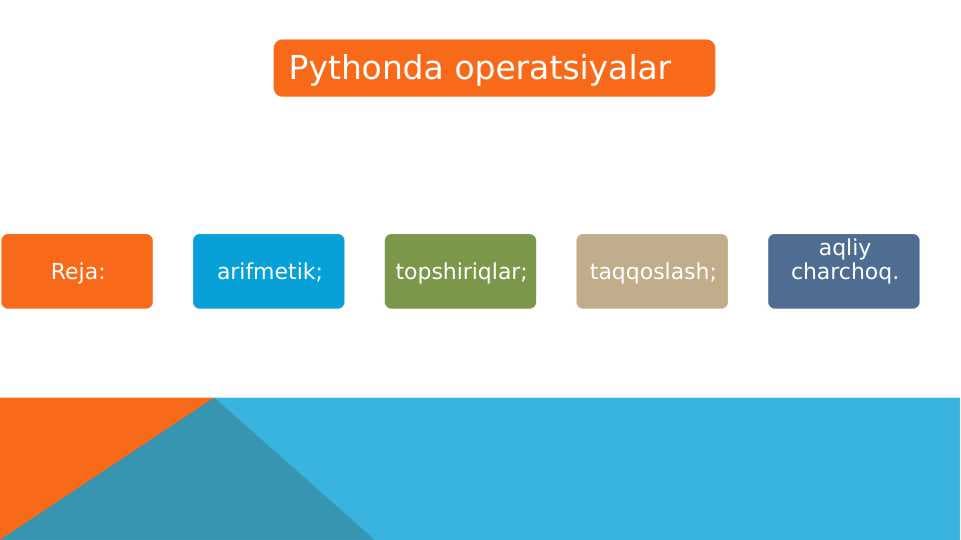 Pythonda operatsiyalar