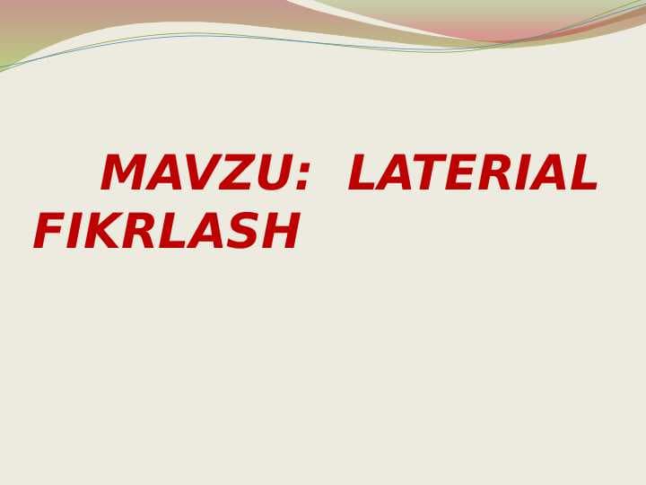 LATERIAL FIKRLASH