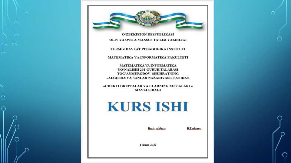 Chekli gruppalarni ifodalash