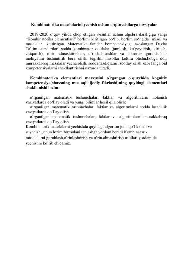 Kombinatorika masalalari