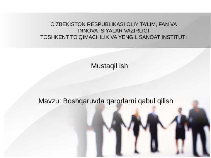 Boshqaruvda qarorlarni qabul qilish