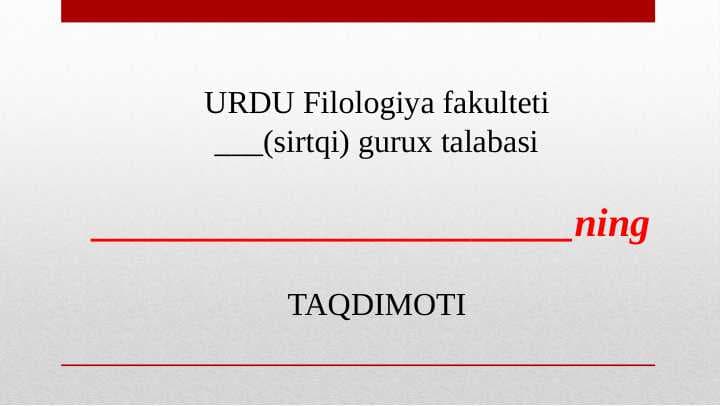 BUGUNGI O’ZBEK DRATURGIYASI