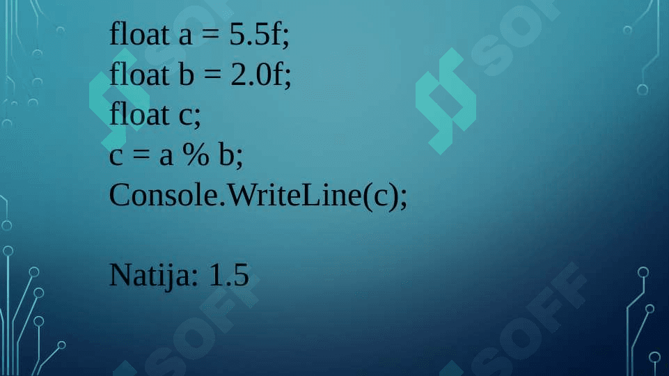 C# tilining amallari.