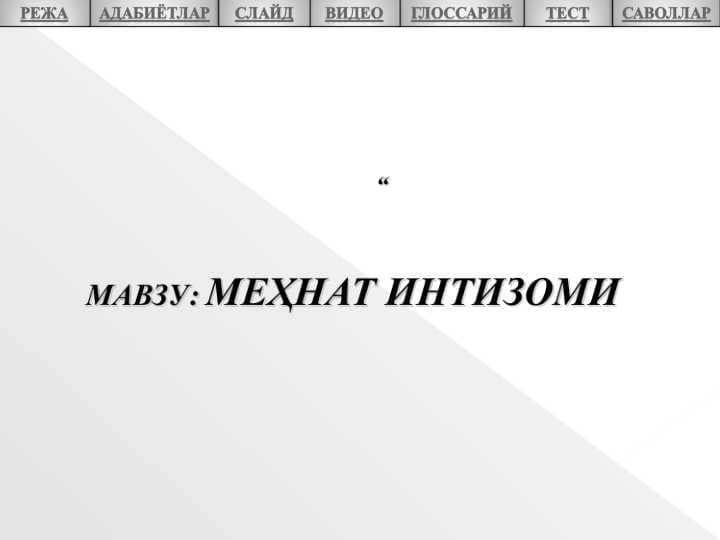 МЕҲНАТ ИНТИЗОМИ