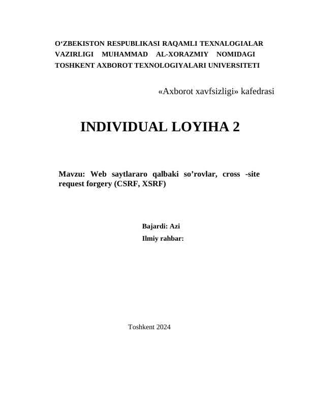 INDIVIDUAL LOYIHA ishi