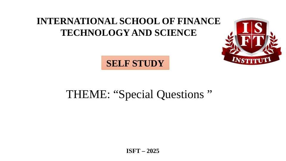 Special Questions