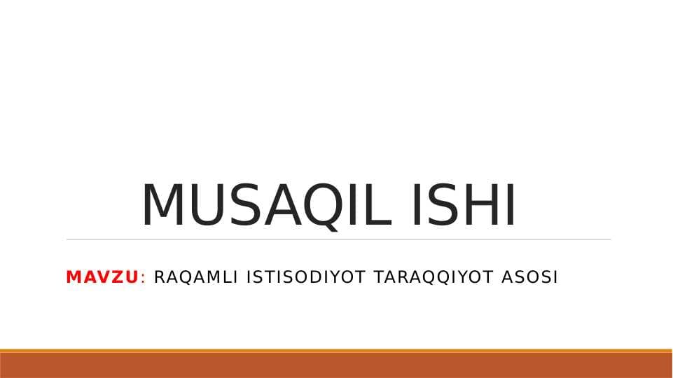 Raqamli istisodiyot taraqqiyot asosi