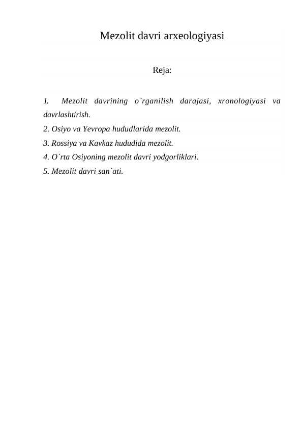 Mezolit davri arxeologiyasi
