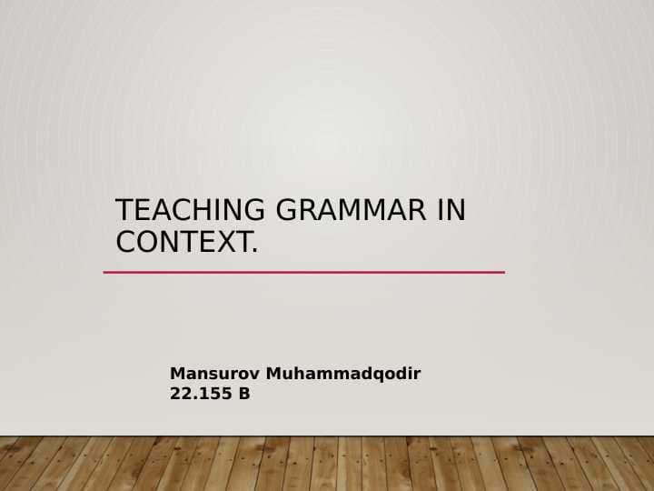 Teaching grammar in context.